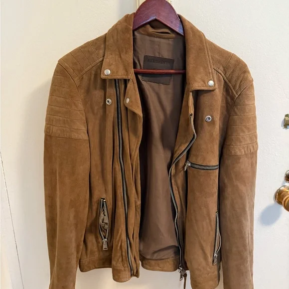 All Saints Tan Suede Jacket - Picture 1 of 5